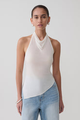 Clea Relaxed Sheer Halter Top - Ivory