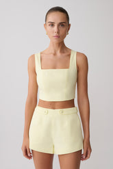 Josephine Crop Top With Open Back - Lemon