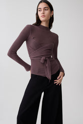 Lawson Wrap Knit Long Sleeve Top - Peppercorn