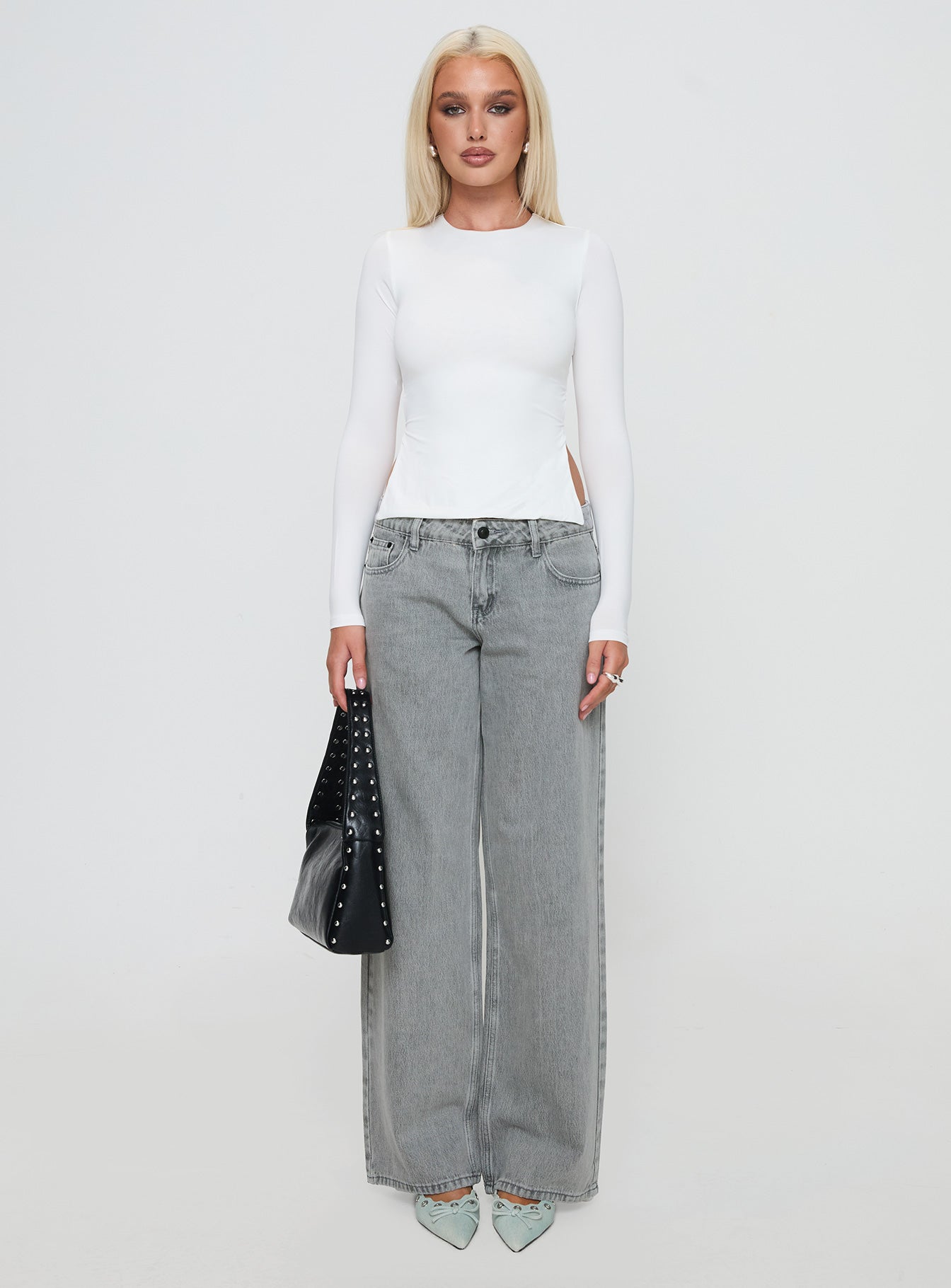 Ellanor Low Rise Slouch Denim Jean Washed Grey Petite