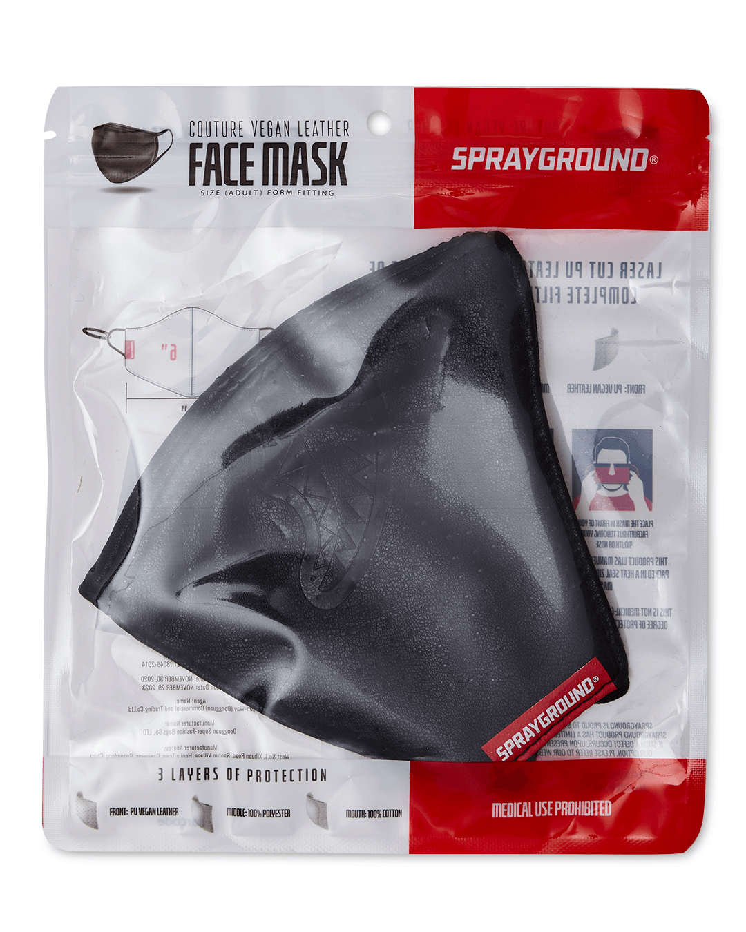 MIDNIGHT SHARK VEGAN LEATHER FACEMASK